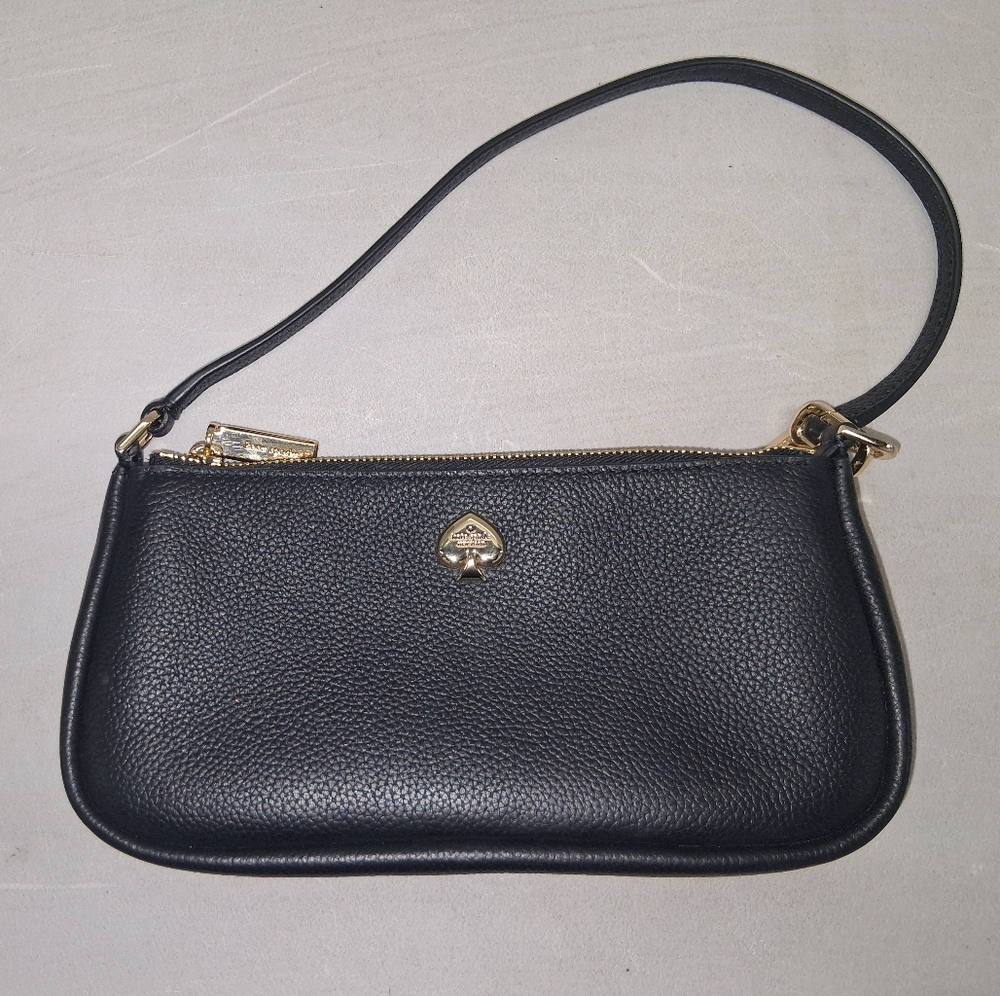 Kate Spade Black Wristlet with Gold Accents